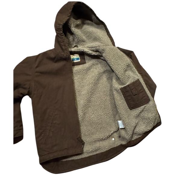 BLUE MOUNTAIN Sherpa lined jacket hooded in brown size medium - Picture 4 of 12